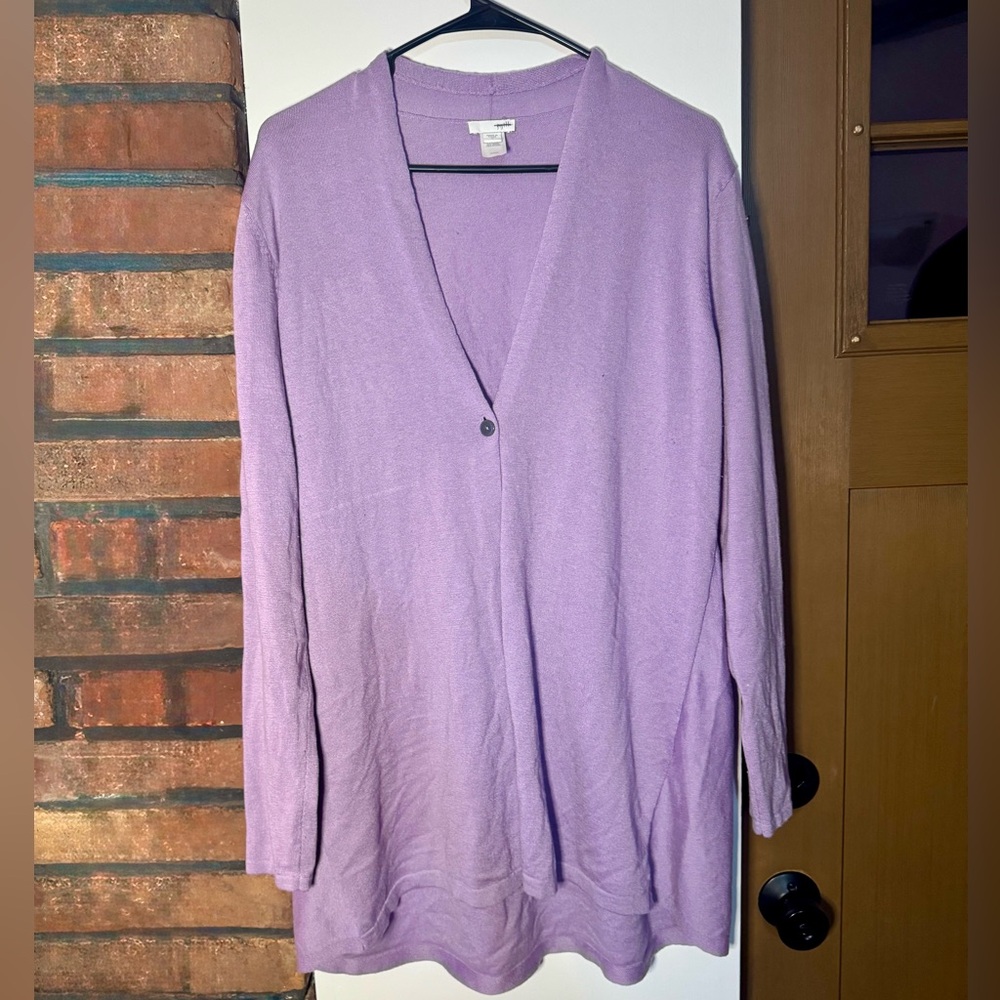J Jill Wool Blend Purple One Button Cardigan Medium